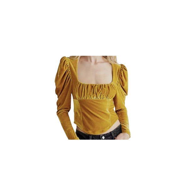 Y2k Free people Babydoll Milkmaid Womens size Large Velvet Fairygrunge Puff Top - Picture 10 of 12